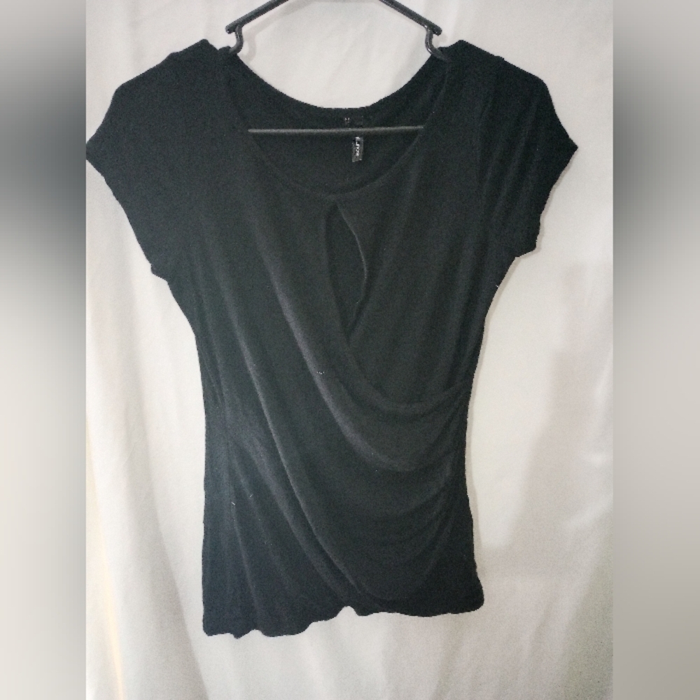 Maurices Black Drape Front Blouse